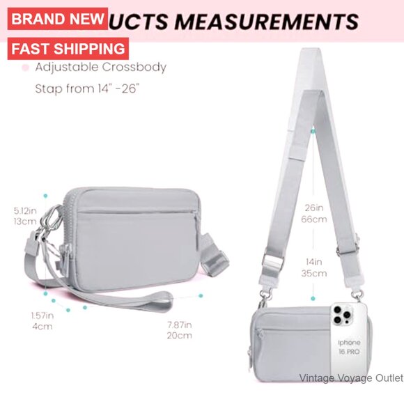 Nylon RFID Wristlet Purse with Crossbody Strap, Anti-Theft Lock